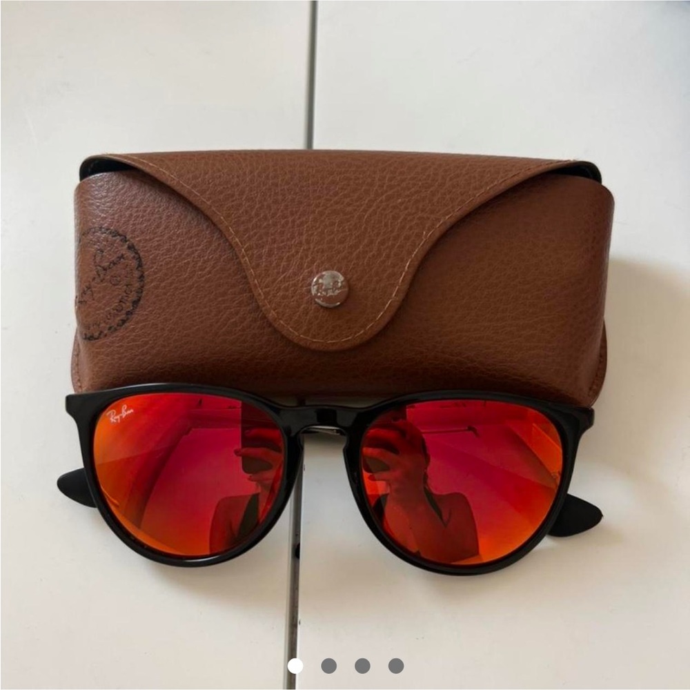 round, orange tinted mirrored, Authentic Ray Ban’s w/ case